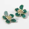 Boucles d'oreilles Digadagu Fashion Metal Green dégoulinant acrylique Fleur Fleur Les accessoires de fête simples et exagérés