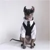 Cat Costumes Sphynx Hairless Cat Clothes Sphinx Devon Autumn Winter English Dress Wedding Suit Pet Gentleman Handsome Cool Coat 220908