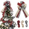 Décoration de fête à la main tissu lin Plaid Bowknot cadeaux boîte arcs arbre de Noël arcs décorations de Noël pour la maison année cadeaux décor # t2p 220908