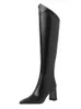 Stivali Donna Chelsea Stivali con tacco alto al ginocchio Moda invernale Scarpe da festa Décolleté spessi Stivali alti da moto Zip casual Botas da neve 220908