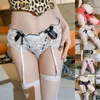 Külot Erkek Külot Uyluk Yüksek Çorap Ile Ruffled Dantel Etekli G-String Sissy Külot Eşcinsel Kılıfı Açık BuThongs Iç Çamaşırı