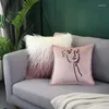 Pillow High Quality Nordic Ins Pink Soft White Fur Pillowcase Decorative Cover Sofa Geometric Throw Case Wool Bow