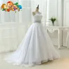 Sıradan elbiseler beyaz vestido de noiva bir çizgi mükemmel kemer bornoz mariage askısız dantel uzun gelin