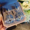 Dangle Earrings Exquisite Small Wind Chimes Colorful Blue Crystal Pearl Cubic Zircon Bell Tassel Woman Body Jewelry Lady Premium G3583848