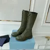 Damen-Designer-Stiefel Rois Monolith Ankle Combat Booties Echtleder-Plattform-Martin-Schuhe mit abnehmbarer Nylontasche