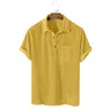 Herrpolos sommar fast f￤rg m￤n skjorta corduroy knapp upp st￤nga av krage kort ￤rm streetwear casual kl￤der camisa 2022