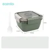 A ECENTIO Lunch Other Dinnerware Box Two Lapis Square Green Set with Soup10542849022382