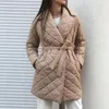 Women's Down Mid-length Winter Parkas Jacket Black Cotton Padded Lace Autumn Light Thin Fashion Elegant Quilted Coats For Women