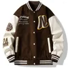 Männer Jacken Hip Hop Varsity Männer Gestickte Große Buchstaben Colorblock Baseball Jacke Harajuku College Stil Übergroßen Mantel Unisex Frühling