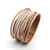 Charm Bracelets ZG Boho Bracelet For Women Hand Braided Leather Alloy Magnetic Buckle Ladies Fashion Bangle Female Jewelry