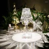 テーブルランプイタリアアクリルダイヤモンドベッドルームベッドサイドコードレス充電デスクランプスタンドLEDナイトライトバーレストランの家の装飾