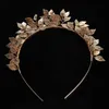 Wedding Hair Jewelry Fashion Leaf Flower Ring Hoop Crown Gold Silver Color Headband Bride Headdress Flower Wedding Hairwear Bridal6394459