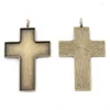 Colares pendentes 2pcs 70x50mm em branco Cabochon Configurações de bronze antigo grande forma cruzada igreja católica Craft de charme