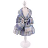 Chien Colliers Mignon Bowknot Plaid Chat Robe Vêtements Avec 120 cm Laisse Gilet Type Harnais Pour Teddy Chiot