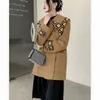 Women's Wool & Blends Designer Autumn and Winter Hot Coat Fashionable Double Collar Printed Single Breasted Big Pocket en EK8U