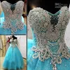 Ny ankomst stroppl￶s lyxkristaller bl￥ anpassad online a-lin br￶llopskl￤nning 2021 brudkl￤nning prinsessan vestidos de novia288n
