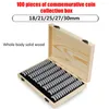 Bouteilles de stockage 100pcs Coin Box réglable antioxydant en bois Collection commémorative Conteneur avec tampon de réglage