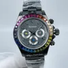 Męskie zegarek Data Automatyczna mechaniczna szafir szklana szklana tęczowa Rainbow Diamond Watches Black Stael Stael Stal 40 mm Businesswatch Montre de Luxe