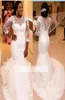 الدانتيل زائد الحجم فساتين الزفاف حورية البحر مع 34 الأكمام الطويلة حفل زفاف أفريقي