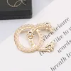 Women Men Designer Brand Letter Brooches Gold Plated Inlay Crystal Rhinestone Jewelry Brooch Flower Pearl Pin Marry Christmas Party Gift