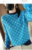 2023G Women Sweater Sweater Brand v الرقبة المتحددة سترة سترة أنثى أبيض أبيض Houndstooth متماسكة الأكمام الطويلة الطويلة معاطف الطائر الضخم الفتيات
