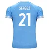 22-23 Club Lazio Soccer 21 Sergej Milinkovic-Savic Jerseys 17 Ciro Embile 7 Felipe Anderson 11 Matteo Cancellieri 88 Toma Basic 77 Adam Marusic Football Shirt Mens