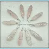 Charms Natural Gem Stone Charms Rose Quartz Crystal Amethyst Hexagonal Prism Pendum Reiki Pendants For Jewelry Making Wi DHSeller2010 DH5CE