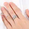 Cluster Rings Smyoue 18k White Gold 2ct Moissanite Diamond Ring For Women Oval Fancy Cut Bridal Sets Solitaire Wedding Promise Band 925