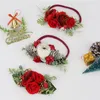 Diadema para bebé, corona Floral bonita de Navidad, banda para el pelo para niña, diadema elástica con lazo para recién nacido, accesorios para el cabello turbante