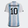 Camiseta Argentina Soccer Jerseys 2022 Maradona L.Martinez Dybala Argentyńska koszulka Kit Kit Player Wersja J.alvarez de Paul Lo Celso di Maria Argentyn