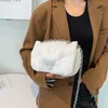 الأكياس المسائية سيدات الوجه Fluffy Handbag Fashion Pu Square Messenger Bag Wallet Retro Down Cotton One Counter