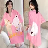 Женская одежда для сна, женщина ночная рубашка, кнопка для спины Sleeping Satin Chefon Pajama Loase Big Blous