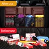 Car Organizer PU Leather Rear Seat Back Storage Bag Auto Backseat Net In The Trunk Stowing Tidying Interior Accessories Supplie