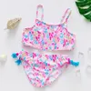 Dziewczyny Swimsuit Kids stwor kąpielowy urocze druk dla dzieci zestawy bikini w stylu ruffy dzieci plaża