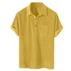 Herrpolos sommar fast f￤rg m￤n skjorta corduroy knapp upp st￤nga av krage kort ￤rm streetwear casual kl￤der camisa 2022