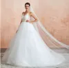 Vestido de noiva de renda profissional luxuoso branco para noiva sem mangas YSFH028