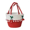 Borse portaoggetti Fatte a mano Cute Cherry Piccola borsa portatile Filo di cotone Paglia intrecciata