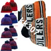 Oilers Beanie North American Hockey Ball Team Side Patch Winter Wool Sport Gebreide hoed Skull Caps