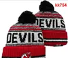 Şeytanlar Beanie Kuzey Amerika Hokey Top Takımı Yan Yama Kış Yün Spor Şapkası Kafatası Kapakları