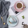 200ml Ceramic Coffee Cup Saucer Set With Spoon Fashion Creative Lovers Porcelain Afternoon Tea Cups Suite Breakfast Milk Mug T220810