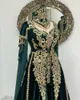 Hunter Green Bourgogne Velvet Prom Formal Dress with Cape Jacekt Marockan Caftan Gold Lace P￤rled Kaftan Arabic Evening Gown