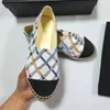 Vrouw Flats Canvas Schoenen Leer Luxe Cap Loafers Pure Hand Naaien Luxe Top Quilty Espadrilles