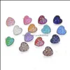 Stud Heart roestvrijstalen stud 14 mm hars druzy drusy oorbellen handgemaakt voor vrouwelijke sieraden mannen drop levering 2021 dhseller2010 dhnwl