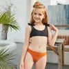 2022 solide Sommer Mädchen Bademode Baby Bademode Biquini Badeanzüge Bikini Set Für 6-14 Jahre Kinder Infantil Zwei Stücke