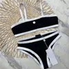Womens Sling Lingerie Briefs Set Swimwear Diamond Logo Bikini Gold Button Baddräkt för kvinnor