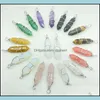 Charms Natural Gem Stone Charms Rose Quartz Crystal Amethyst Hexagonal Prism Pendum Reiki Pendants For Jewelry Making Wi DHSeller2010 DH5CE