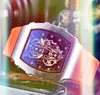 Лучшие спортивные дизайнерские дизайнеры Mens Watch 43 -мм черно -голубое красный резиновый силиконовый ремень Кварц водонепроницаемый календарь президент Классический Заводные часы OROLOGIO DI LUSSO