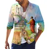 Camisas casuais masculinas e femininas Camisa havaiana 3D Jesus Print Manga comprida Oversized Top 5XL Verão 2022