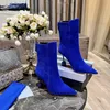 Italienische Mode, kurze Stiefel, Designer-Luxus-AQ-Wildleder, spitzer Zehenbereich, Stiletto-Absatz hinten, Reißverschluss, mittlere Röhre, schlanke Damenstiefel