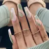 False Nails 24Pcs Golden Line Manicure Fake Long Ballerina Wearable Coffin Full Cover Acrylic Nail Tips Press On